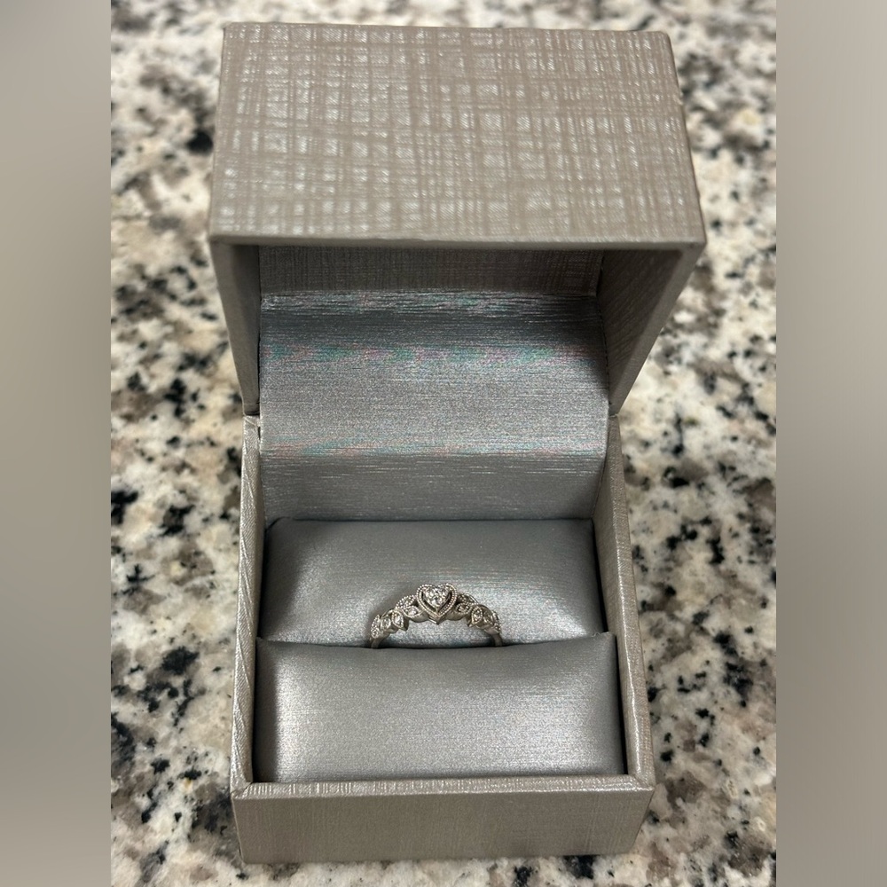 Vintage Style Heart Shaped Diamond Promise Ring Cherished Promise Collection